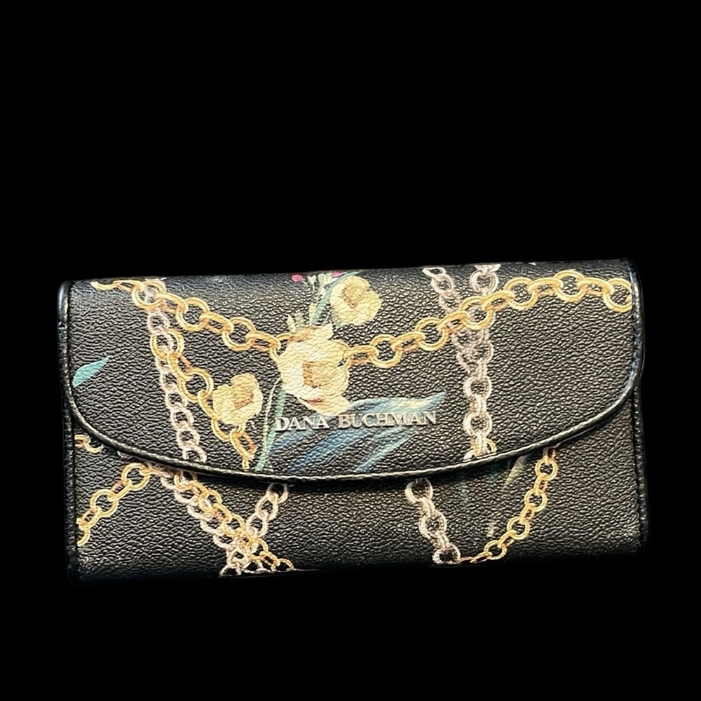 Dana Buchman Black Wallet with Gold Chain Design